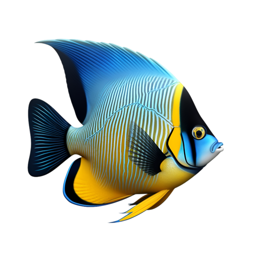 Blue Yellow Striped Angelfish Tropical Vinyl Sticker Decal