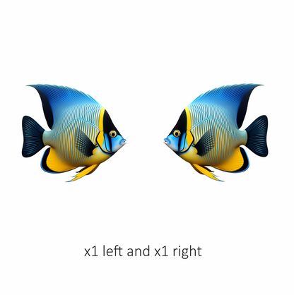Blue Yellow Striped Angelfish Tropical Vinyl Sticker Decal