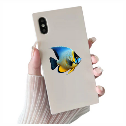 Blue Yellow Striped Angelfish Tropical Vinyl Sticker Decal