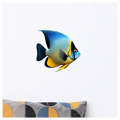 Blue Yellow Striped Angelfish Tropical Vinyl Sticker Decal