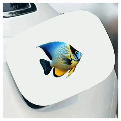 Blue Yellow Striped Angelfish Tropical Vinyl Sticker Decal