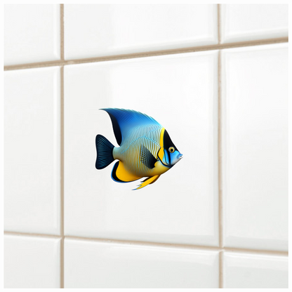 Blue Yellow Striped Angelfish Tropical Vinyl Sticker Decal
