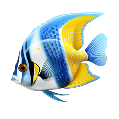 Blue Yellow Striped Tropical Fish Vinyl Sticker Decal