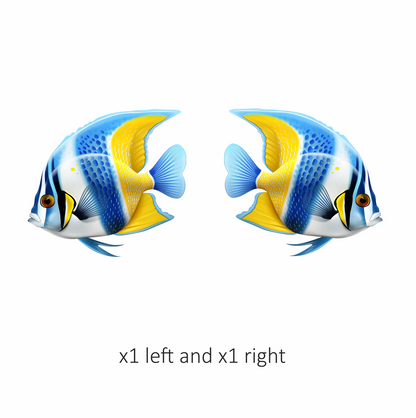 Blue Yellow Striped Tropical Fish Vinyl Sticker Decal