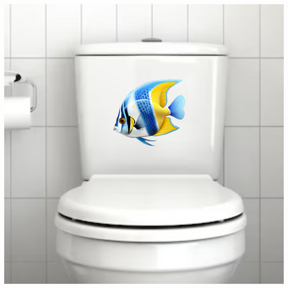 Blue Yellow Striped Tropical Fish Vinyl Sticker Decal