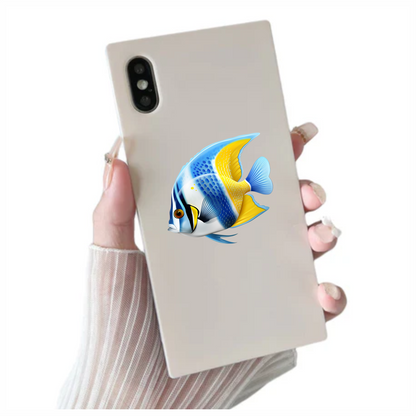 Blue Yellow Striped Tropical Fish Vinyl Sticker Decal