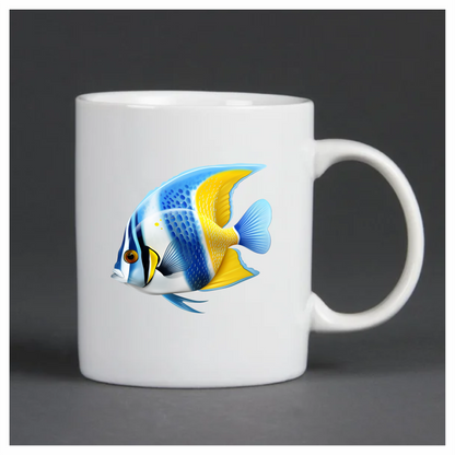 Blue Yellow Striped Tropical Fish Vinyl Sticker Decal