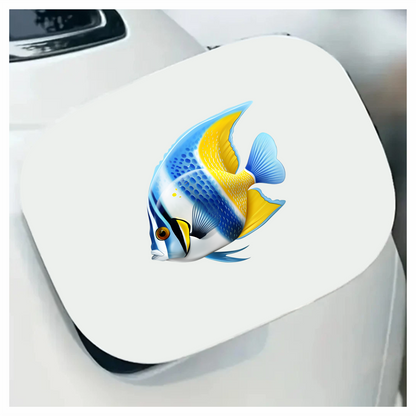 Blue Yellow Striped Tropical Fish Vinyl Sticker Decal