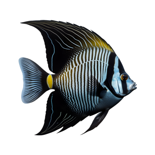 Black White Striped Angelfish Tropical Vinyl Sticker Decal