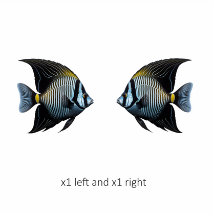 Black White Striped Angelfish Tropical Vinyl Sticker Decal