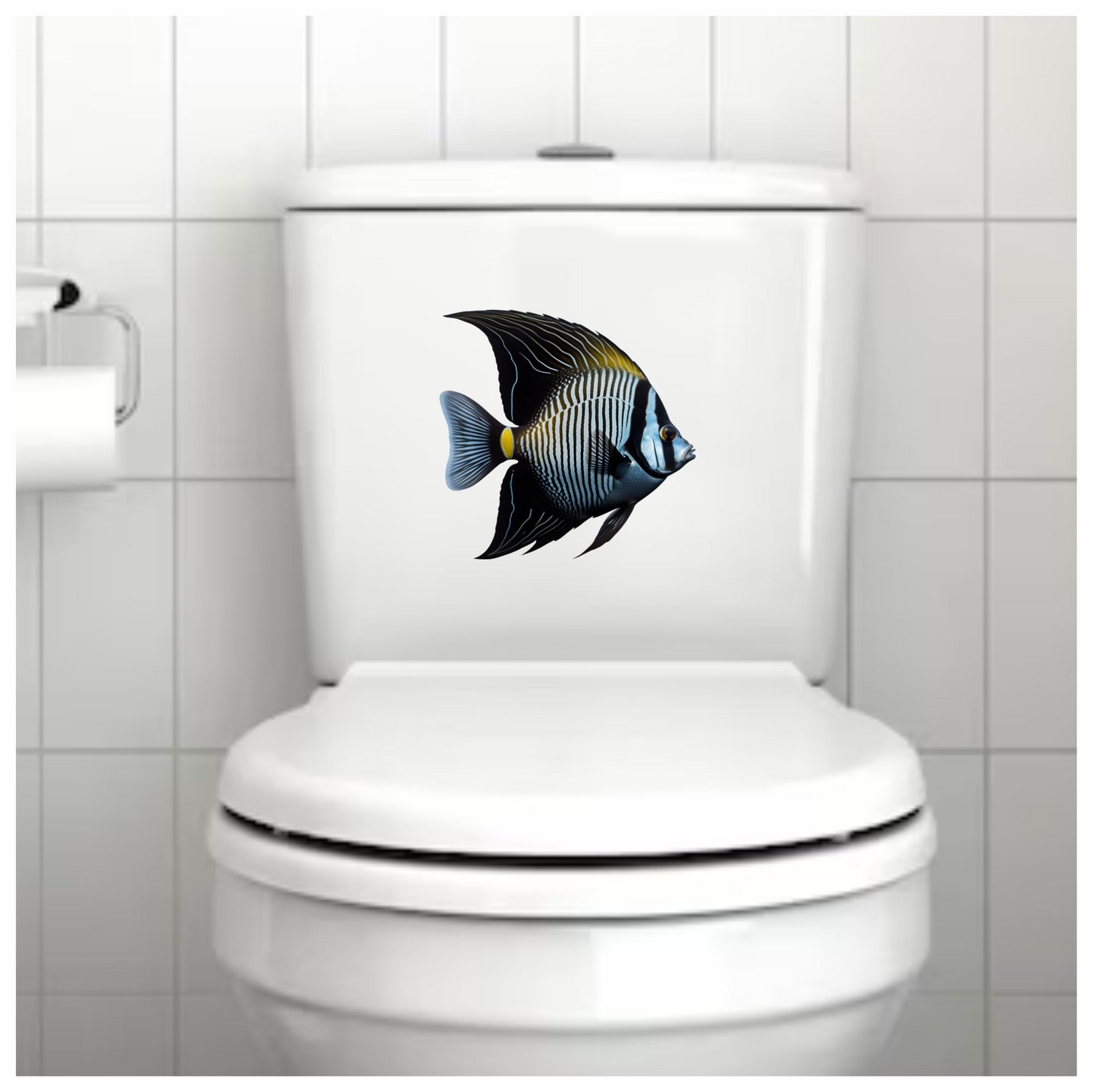 Black White Striped Angelfish Tropical Vinyl Sticker Decal