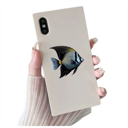 Black White Striped Angelfish Tropical Vinyl Sticker Decal