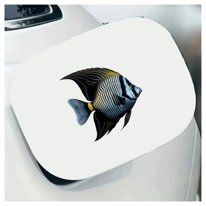 Black White Striped Angelfish Tropical Vinyl Sticker Decal