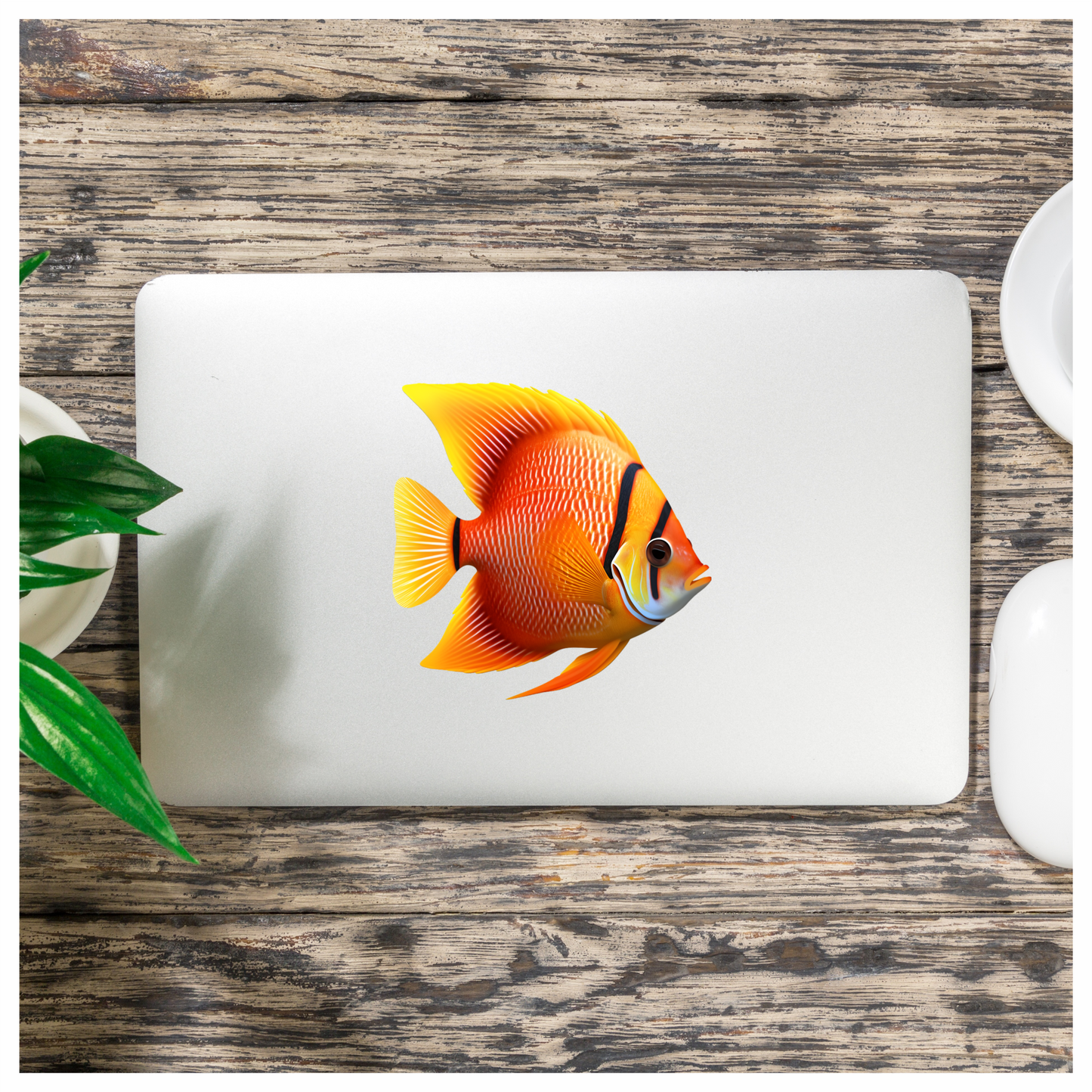 Orange Tropical Fish Angelfish Aquarium Vinyl Sticker Decal