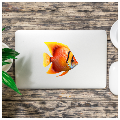 Orange Tropical Fish Angelfish Aquarium Vinyl Sticker Decal