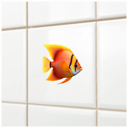 Orange Tropical Fish Angelfish Aquarium Vinyl Sticker Decal