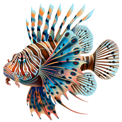 Blue Striped Lionfish Tropical Ocean Vinyl Sticker Decal