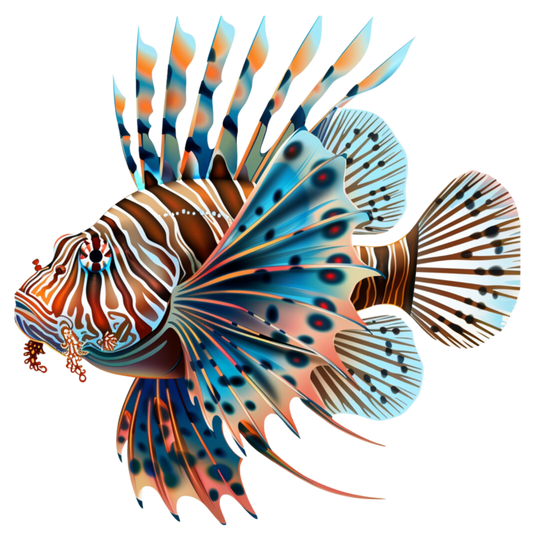 Blue Striped Lionfish Tropical Ocean Vinyl Sticker Decal