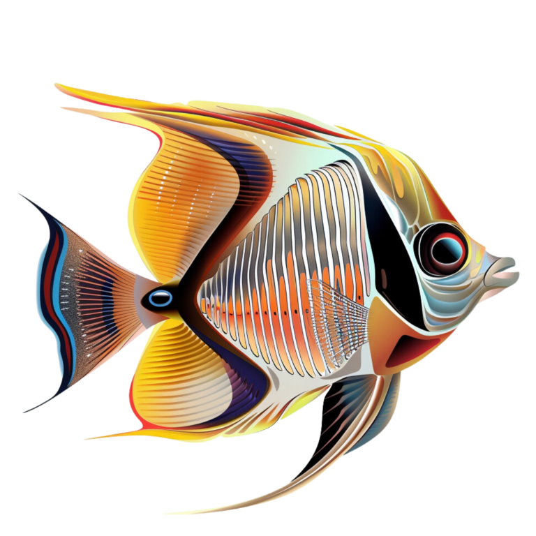 Yellow Orange Striped Fish Angelfish Vinyl Sticker Decal