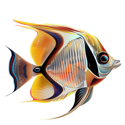 Yellow Orange Striped Fish Angelfish Vinyl Sticker Decal