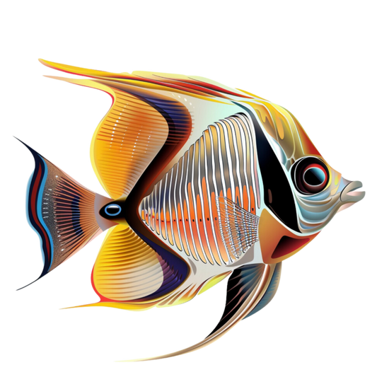 Yellow Orange Striped Fish Angelfish Vinyl Sticker Decal
