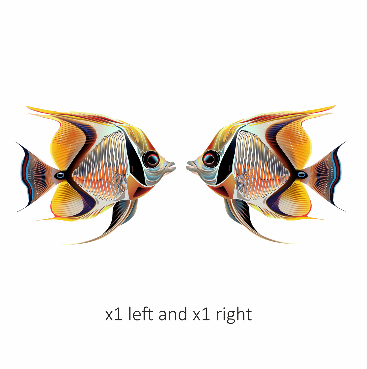 Yellow Orange Striped Fish Angelfish Vinyl Sticker Decal