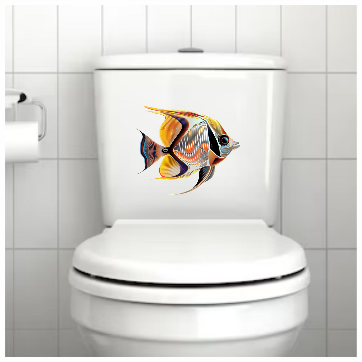 Yellow Orange Striped Fish Angelfish Vinyl Sticker Decal