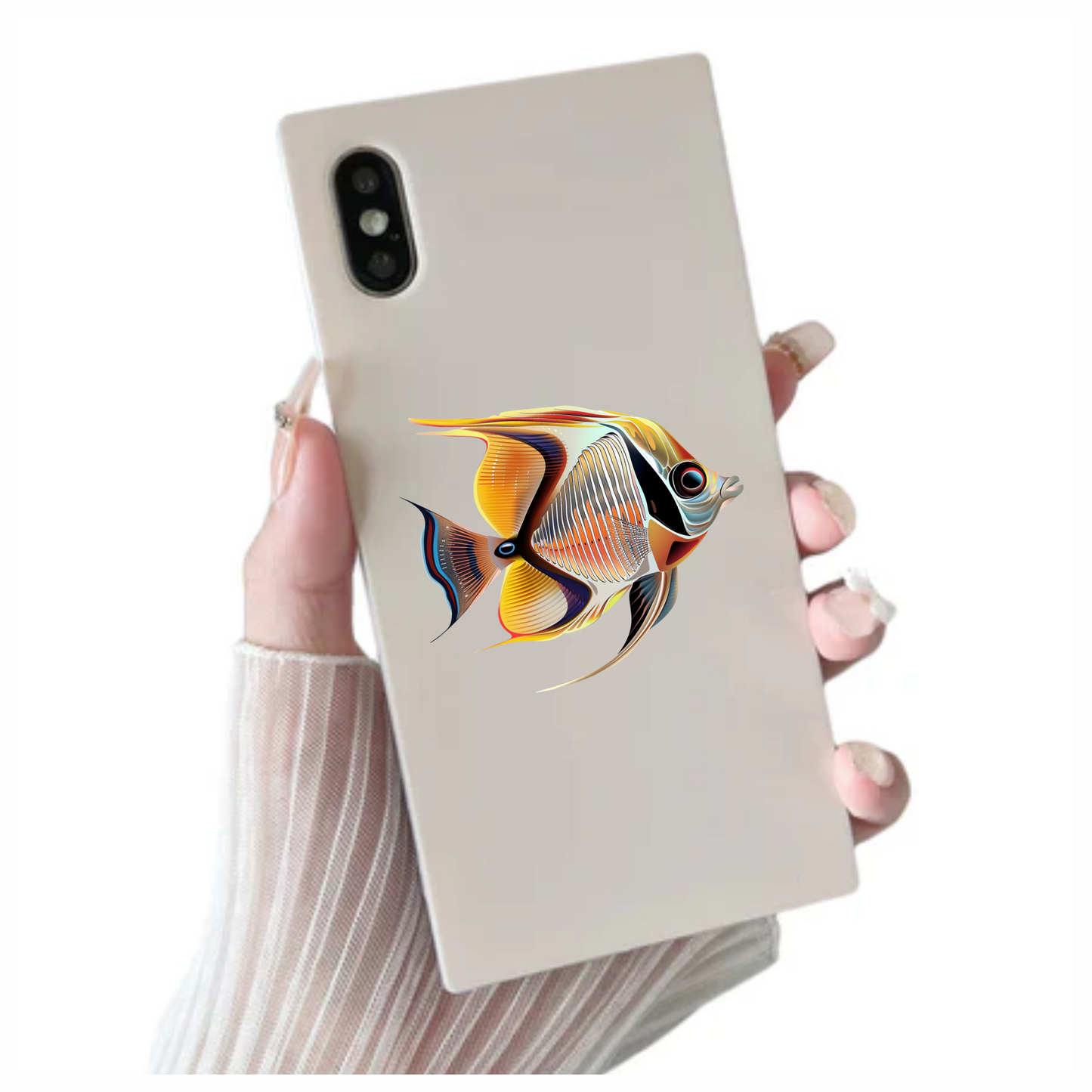 Yellow Orange Striped Fish Angelfish Vinyl Sticker Decal