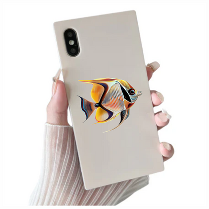 Yellow Orange Striped Fish Angelfish Vinyl Sticker Decal