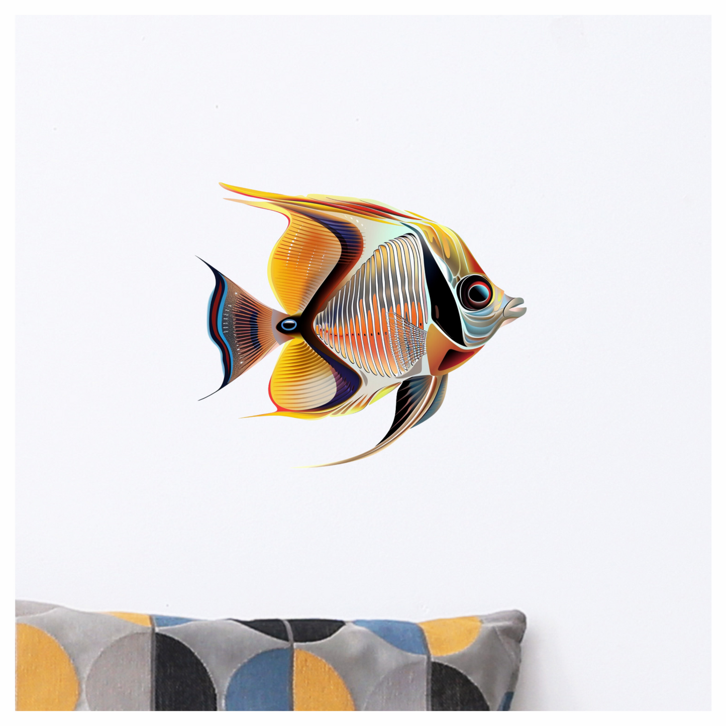 Yellow Orange Striped Fish Angelfish Vinyl Sticker Decal