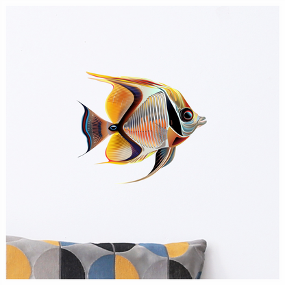 Yellow Orange Striped Fish Angelfish Vinyl Sticker Decal