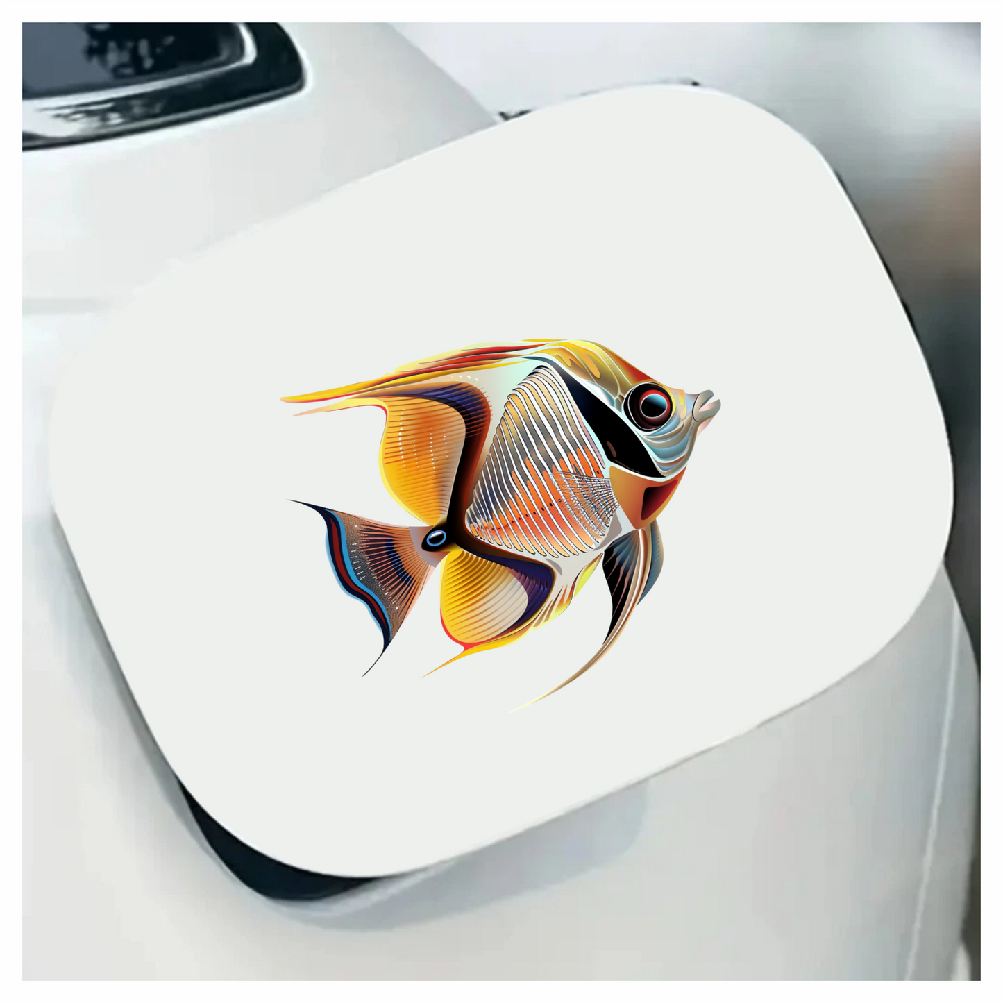 Yellow Orange Striped Fish Angelfish Vinyl Sticker Decal