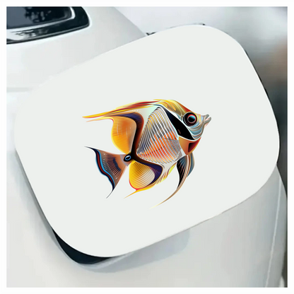 Yellow Orange Striped Fish Angelfish Vinyl Sticker Decal