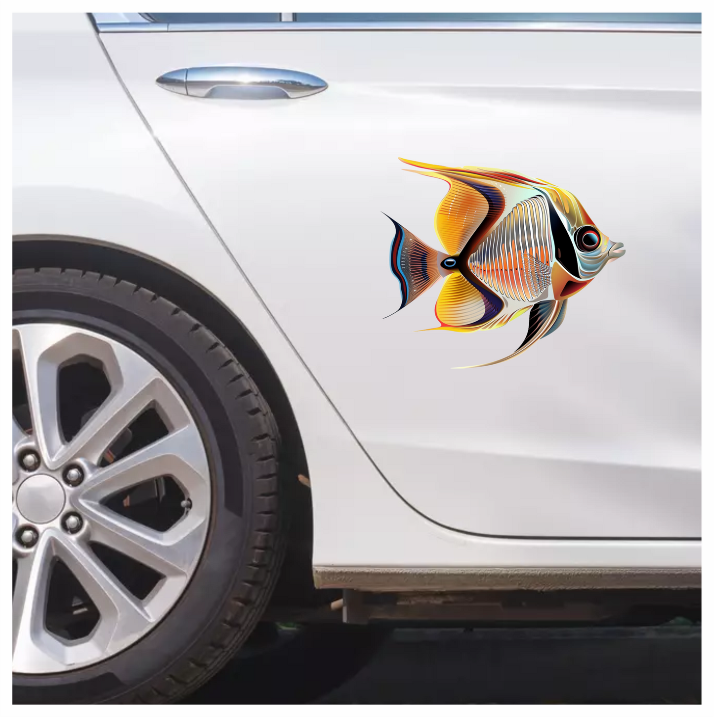 Yellow Orange Striped Fish Angelfish Vinyl Sticker Decal