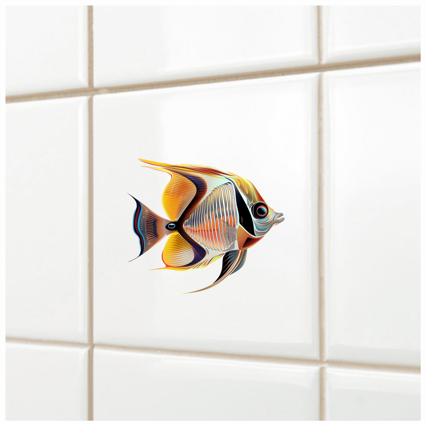 Yellow Orange Striped Fish Angelfish Vinyl Sticker Decal