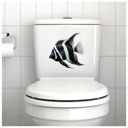 Black White Fish Angelfish Tropical Vinyl Sticker Decal