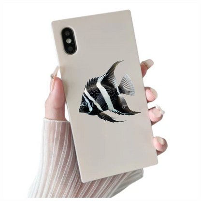 Black White Fish Angelfish Tropical Vinyl Sticker Decal