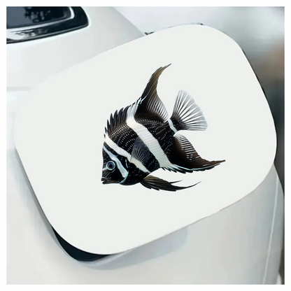 Black White Fish Angelfish Tropical Vinyl Sticker Decal
