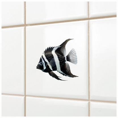 Black White Fish Angelfish Tropical Vinyl Sticker Decal