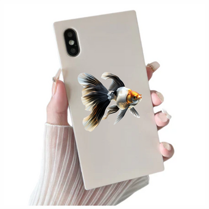 Black White Goldfish Longfin Graceful Vinyl Sticker Decal