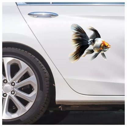 Black White Goldfish Longfin Graceful Vinyl Sticker Decal