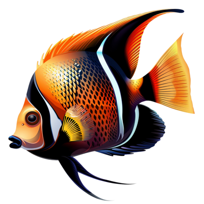 Orange Black Tropical Fish Angelfish Vinyl Sticker Decal