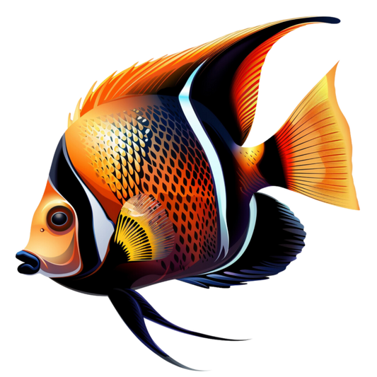 Orange Black Tropical Fish Angelfish Vinyl Sticker Decal