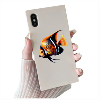 Orange Black Tropical Fish Angelfish Vinyl Sticker Decal