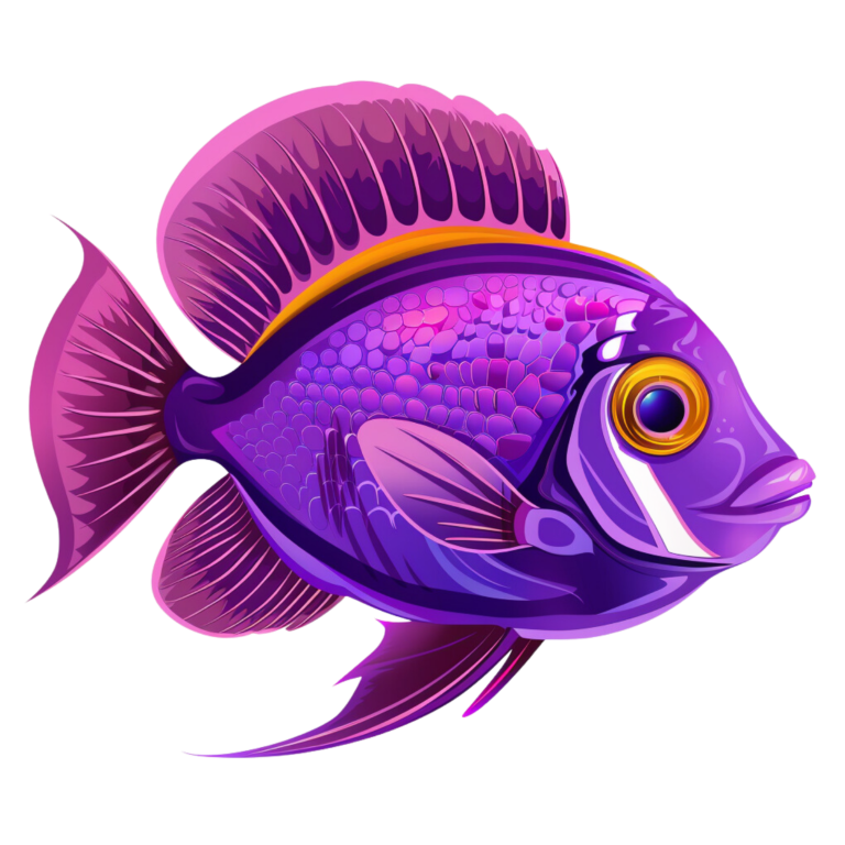 Purple Tropical Fish Illustration Vinyl Sticker Decal