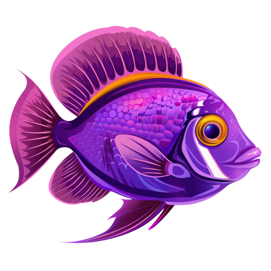 Purple Tropical Fish Illustration Vinyl Sticker Decal
