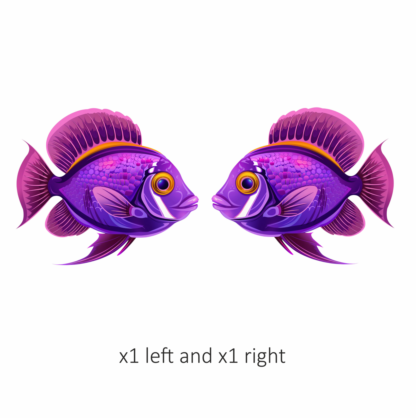 Purple Tropical Fish Illustration Vinyl Sticker Decal