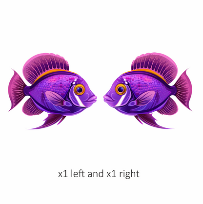 Purple Tropical Fish Illustration Vinyl Sticker Decal