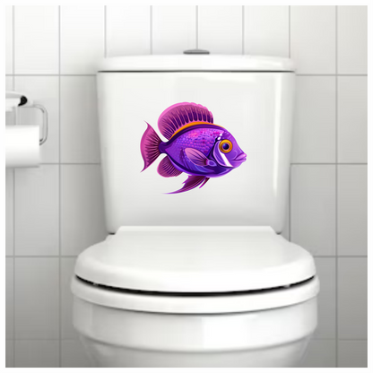 Purple Tropical Fish Illustration Vinyl Sticker Decal
