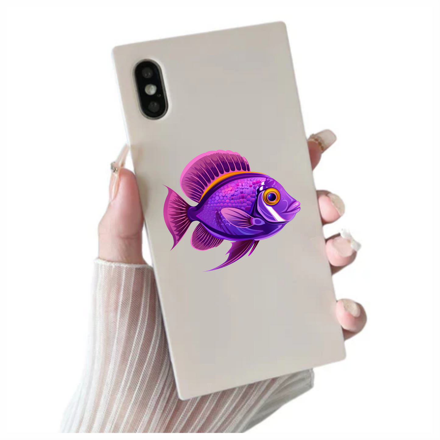Purple Tropical Fish Illustration Vinyl Sticker Decal